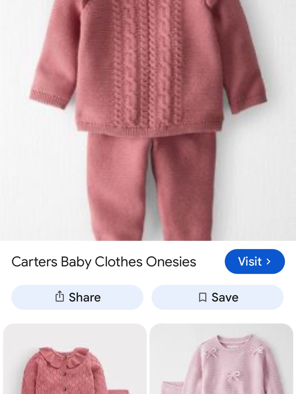 Carter's Rose Knit Sweater and Pants Set
